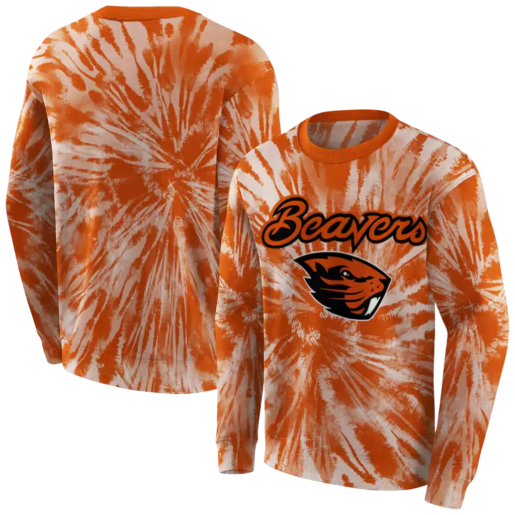 oregon state beavers tie dye pattern orange hoodie premium grade oregon state beavers tie dye pattern orange hoodie premium grade