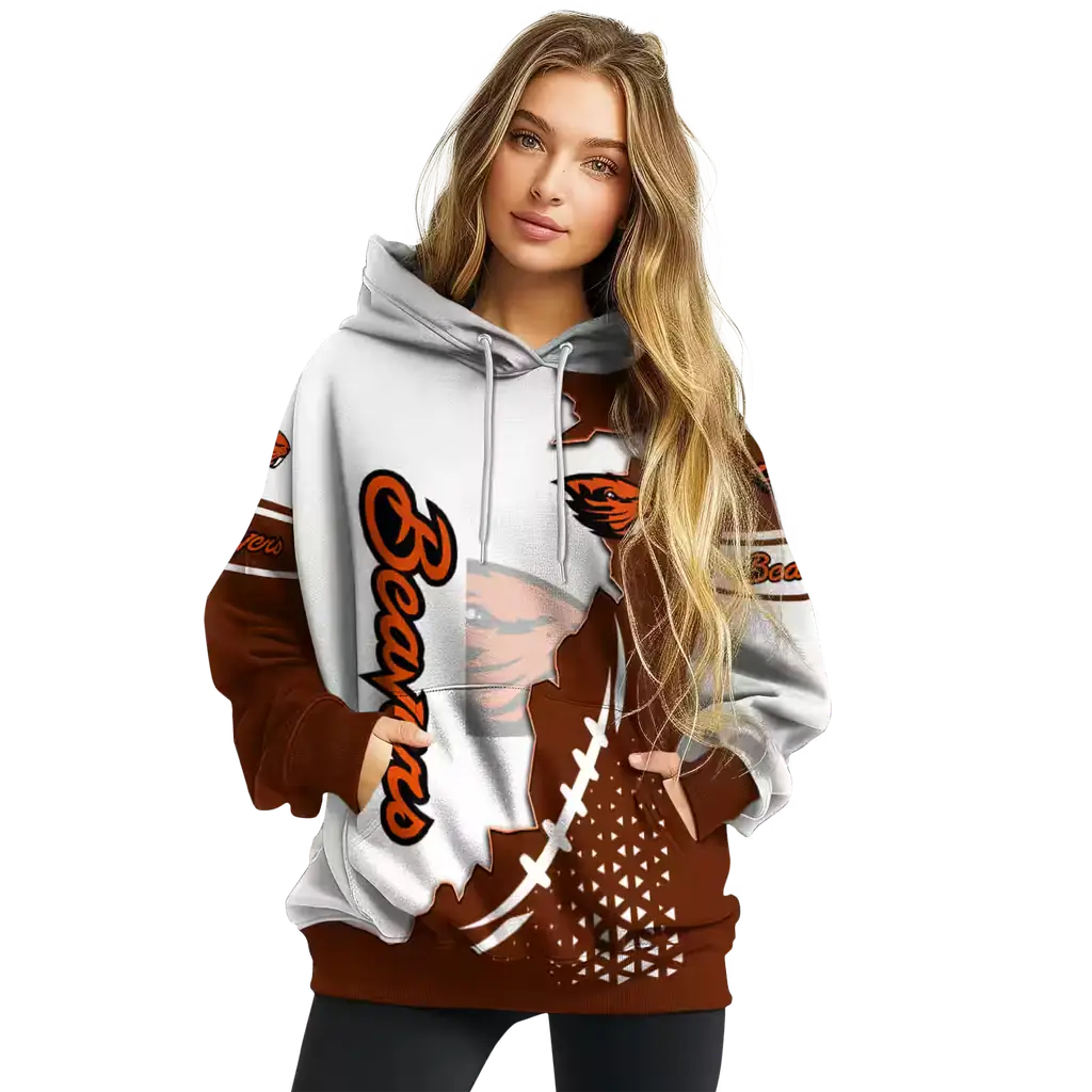oregon state beavers triangular pattern orange white hoodie high quality oregon state beavers triangular pattern orange white hoodie high quality