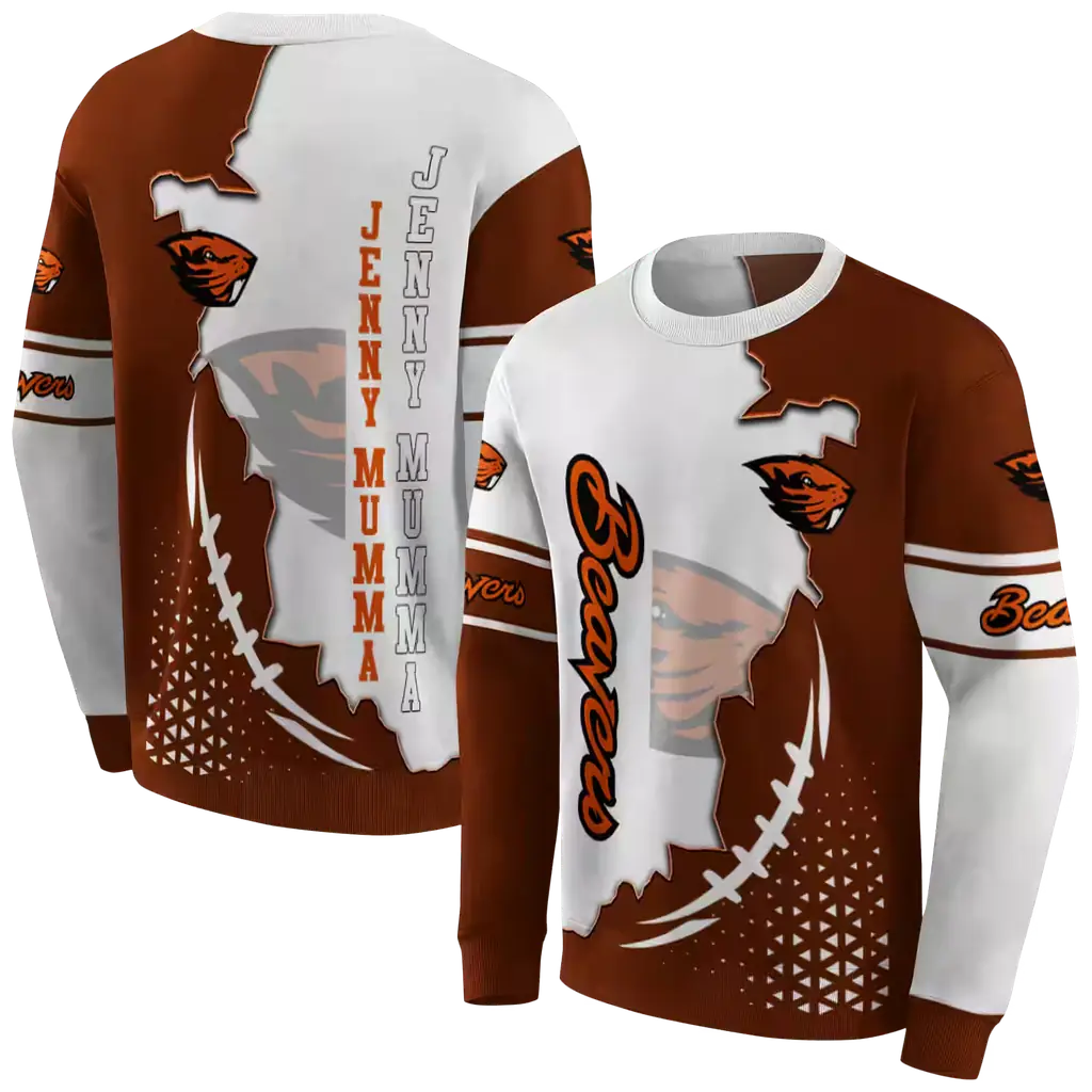 oregon state beavers triangular pattern orange white hoodie premium grade oregon state beavers triangular pattern orange white hoodie premium grade