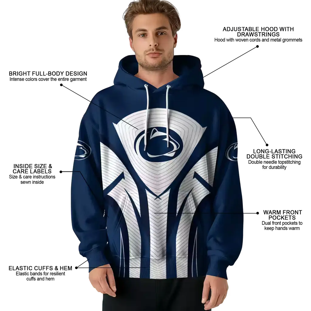 penn state nittany lions concentric lines blue black hoodie latest model penn state nittany lions concentric lines blue black hoodie latest model