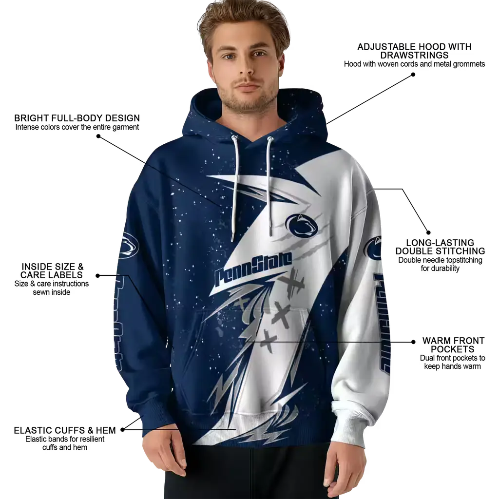 penn state nittany lions dynamic slash blue white hoodie latest model penn state nittany lions dynamic slash blue white hoodie latest model