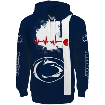 penn state nittany lions football heartbeat blue hoodie best selling