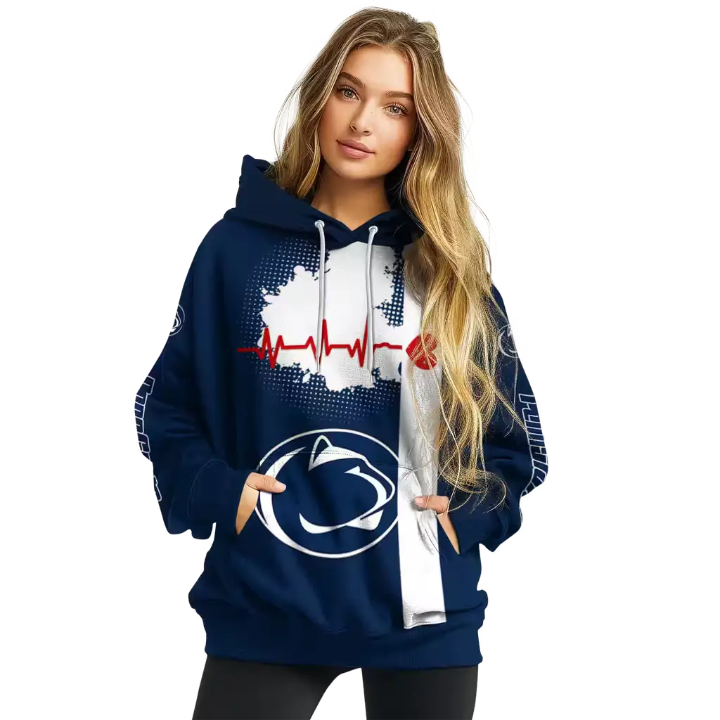 penn state nittany lions football heartbeat blue hoodie high quality penn state nittany lions football heartbeat blue hoodie high quality
