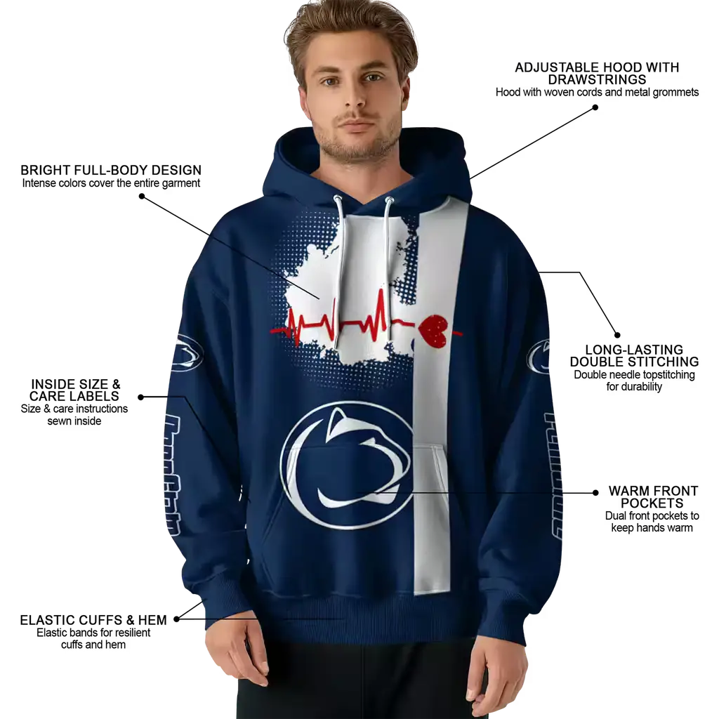 penn state nittany lions football heartbeat blue hoodie latest model penn state nittany lions football heartbeat blue hoodie latest model