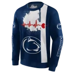 penn state nittany lions football heartbeat blue hoodie best selling