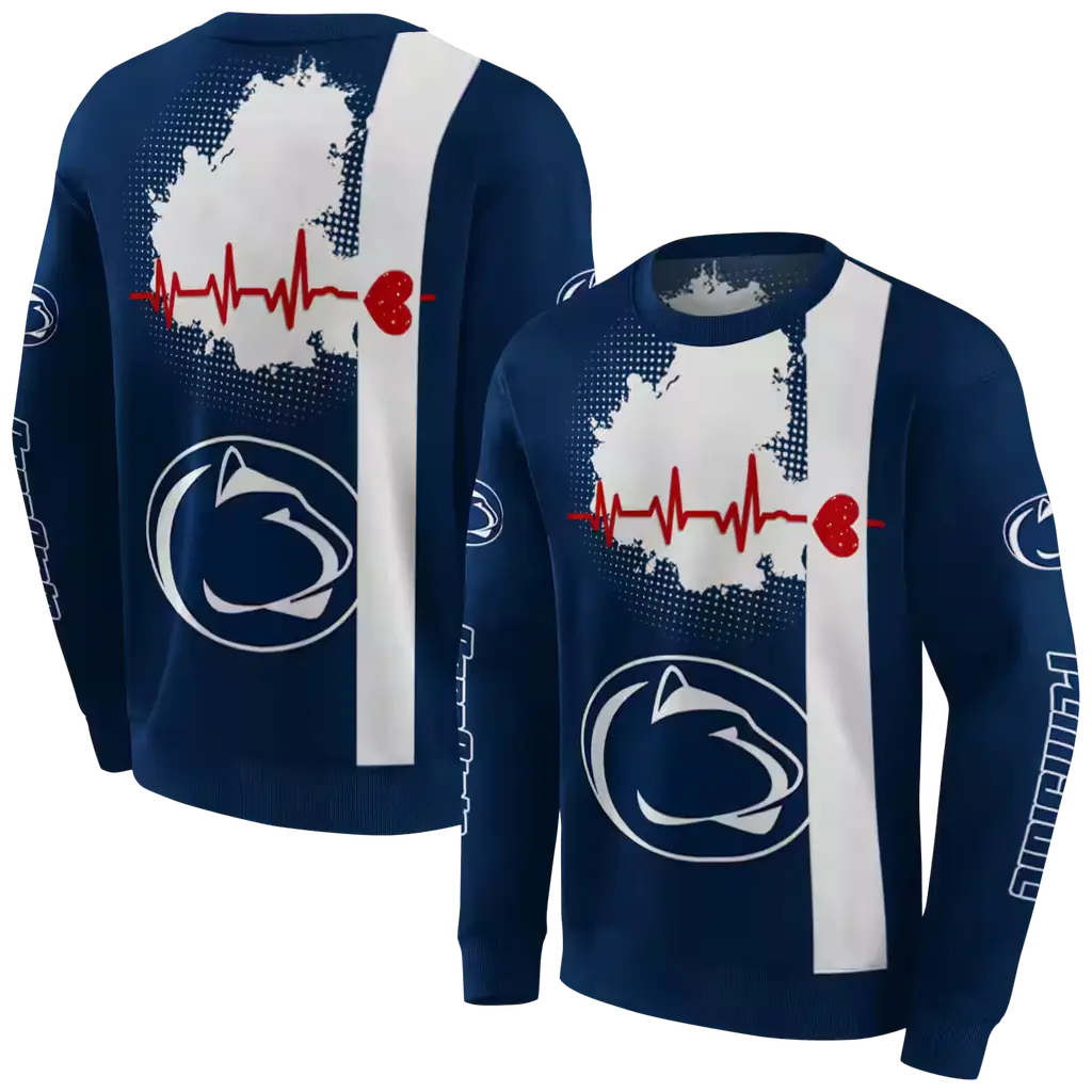 penn state nittany lions football heartbeat blue hoodie premium grade penn state nittany lions football heartbeat blue hoodie premium grade