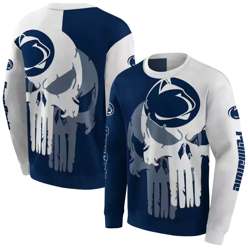 penn state nittany lions graphic punisher blue white hoodie premium grade penn state nittany lions graphic punisher blue white hoodie premium grade