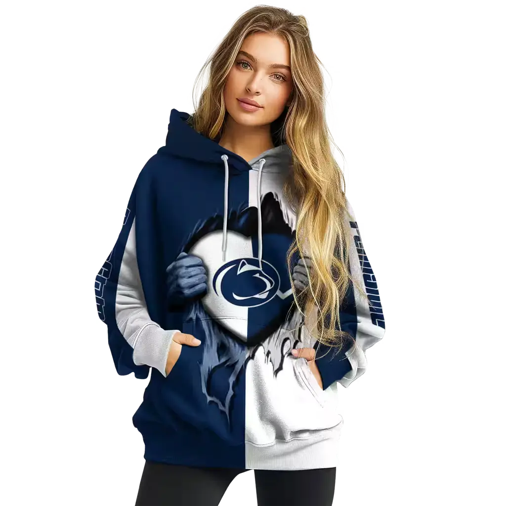 penn state nittany lions heartbeat graphic blue hoodie high quality penn state nittany lions heartbeat graphic blue hoodie high quality