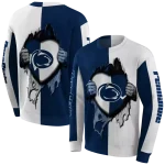 penn state nittany lions heartbeat graphic blue hoodie best selling