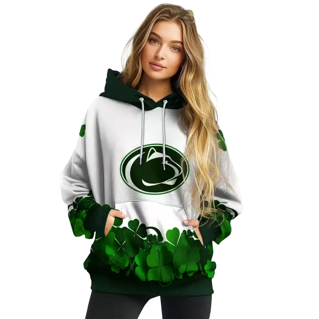 penn state nittany lions lucky motif white green hoodie high quality penn state nittany lions lucky motif white green hoodie high quality