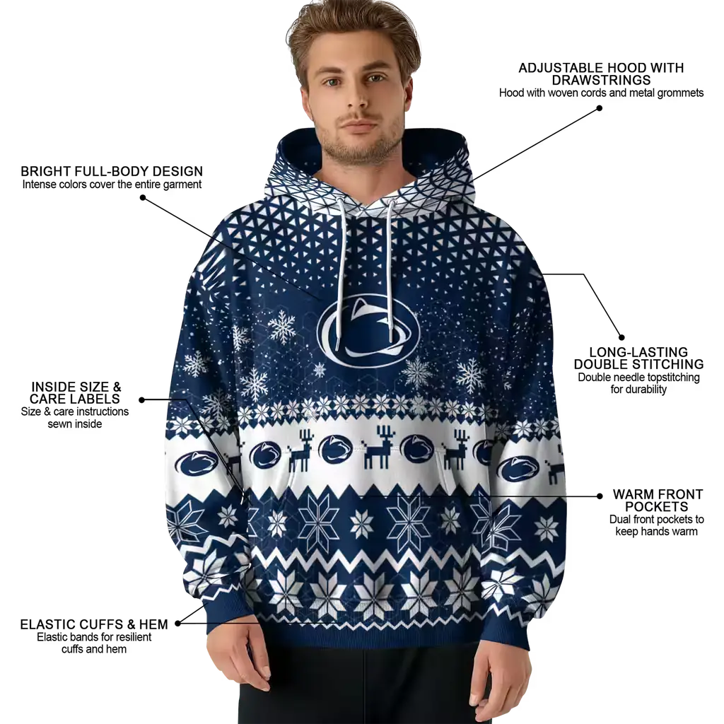 penn state nittany lions reindeer motif blue hoodie latest model penn state nittany lions reindeer motif blue hoodie latest model