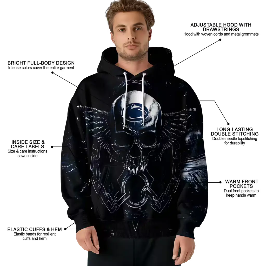 penn state nittany lions skull artwork blue black hoodie latest model penn state nittany lions skull artwork blue black hoodie latest model