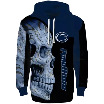 penn state nittany lions skull motif blue black hoodie best selling