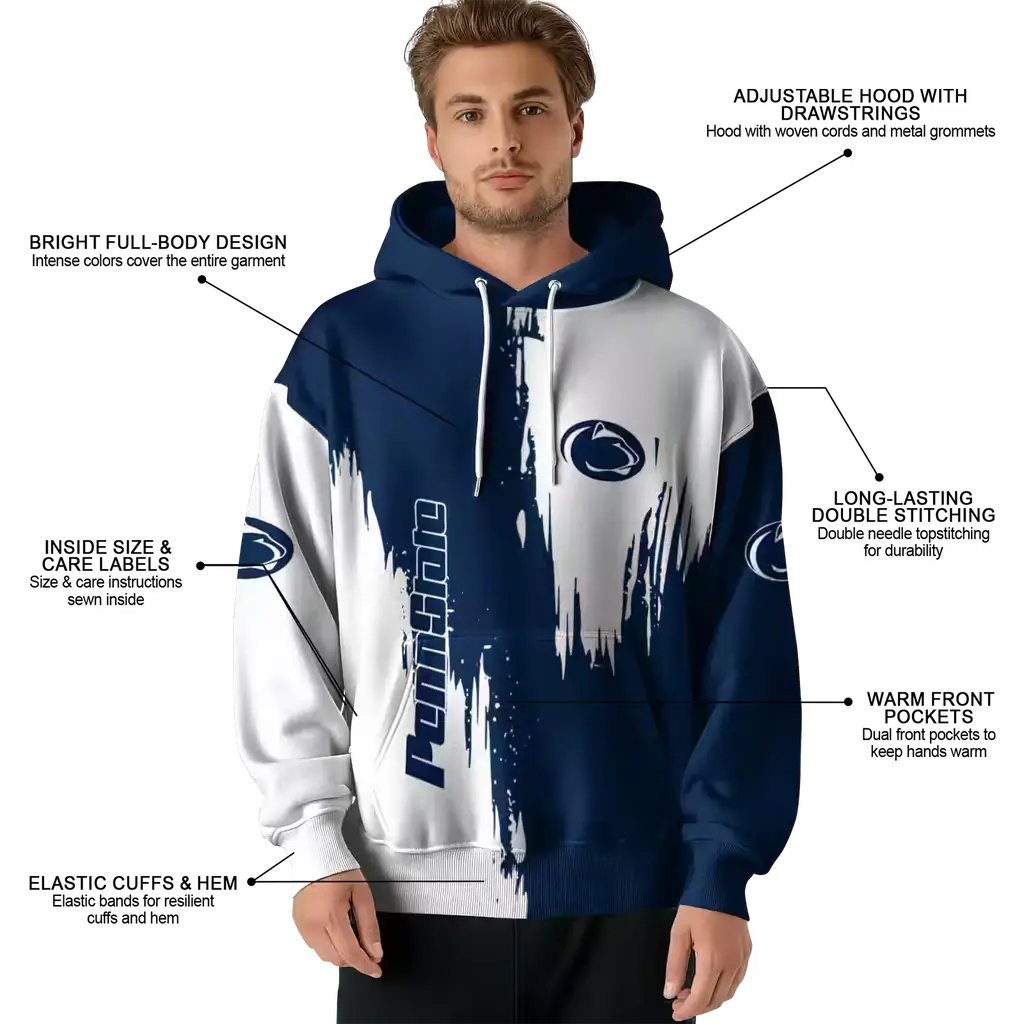 penn state nittany lions splatter effect blue hoodie latest model penn state nittany lions splatter effect blue hoodie latest model