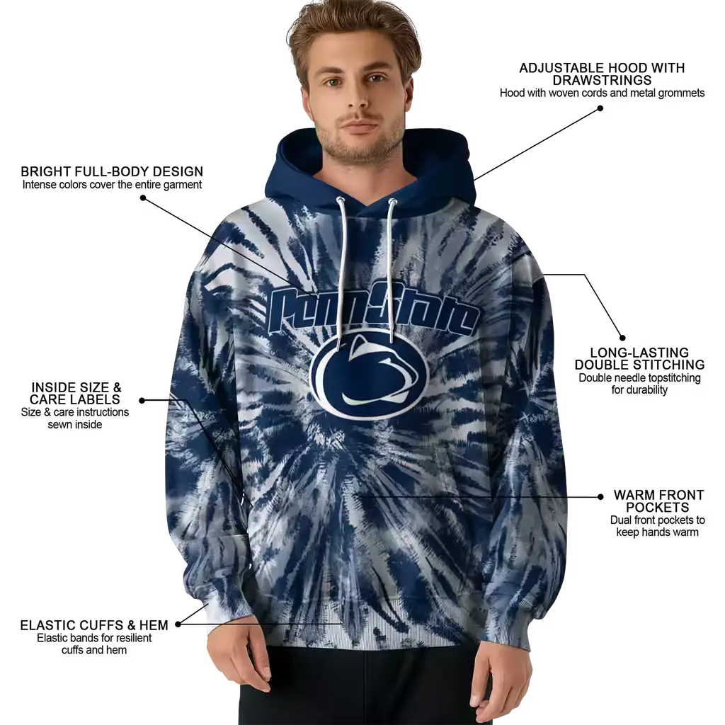 penn state nittany lions tie dye pattern blue hoodie latest model penn state nittany lions tie dye pattern blue hoodie latest model