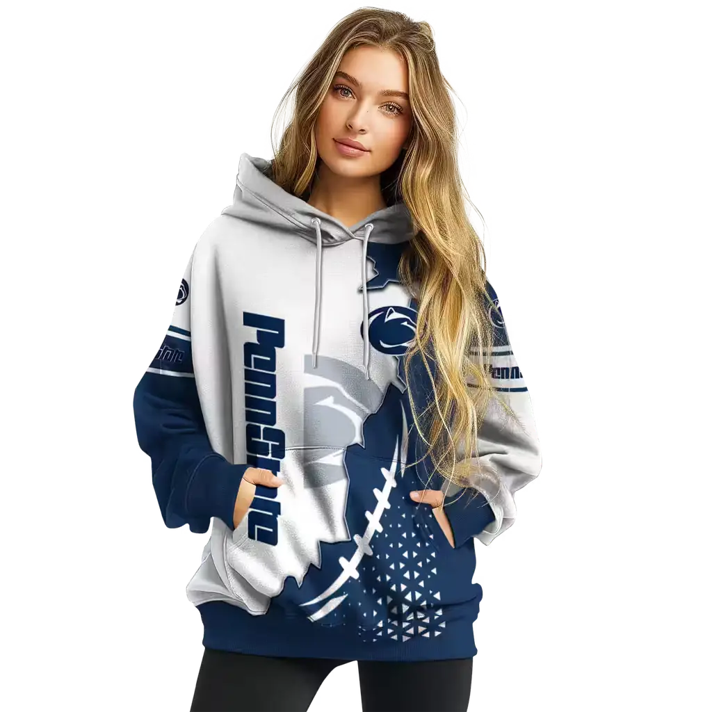 penn state nittany lions triangular pattern blue white hoodie high quality penn state nittany lions triangular pattern blue white hoodie high quality