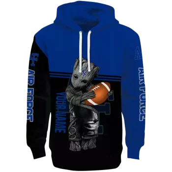 personalized air force falcons baby groot blue black hoodie best selling