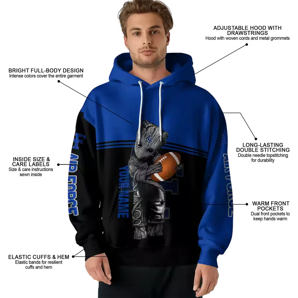 personalized air force falcons baby groot blue black hoodie latest model personalized air force falcons baby groot blue black hoodie latest model