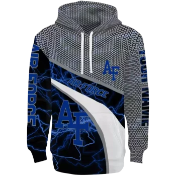 personalized air force falcons hexagonal mesh blue black gray hoodie best selling