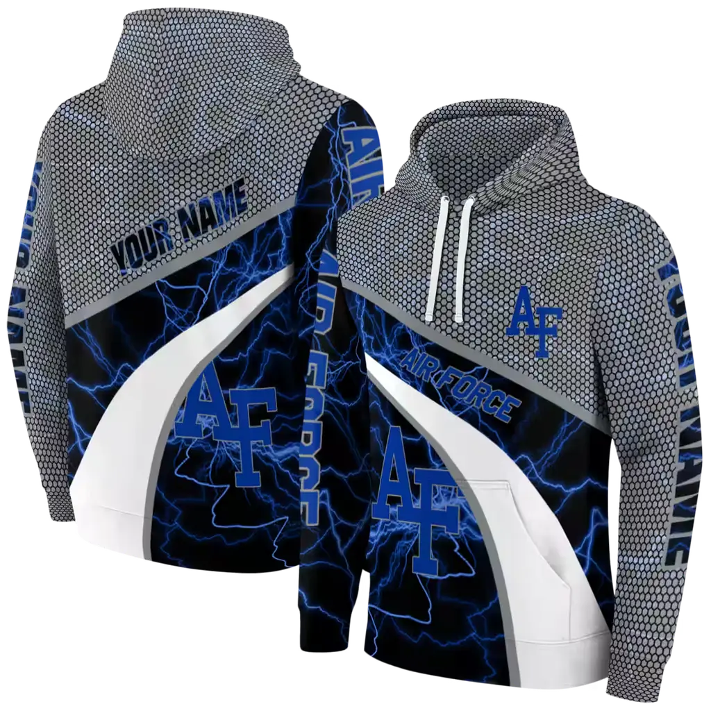 personalized air force falcons hexagonal mesh blue black gray hoodie fashion forward personalized air force falcons hexagonal mesh blue black gray hoodie fashion forward
