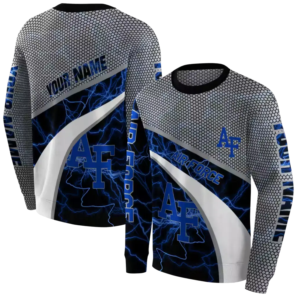 personalized air force falcons hexagonal mesh blue black gray hoodie premium grade personalized air force falcons hexagonal mesh blue black gray hoodie premium grade