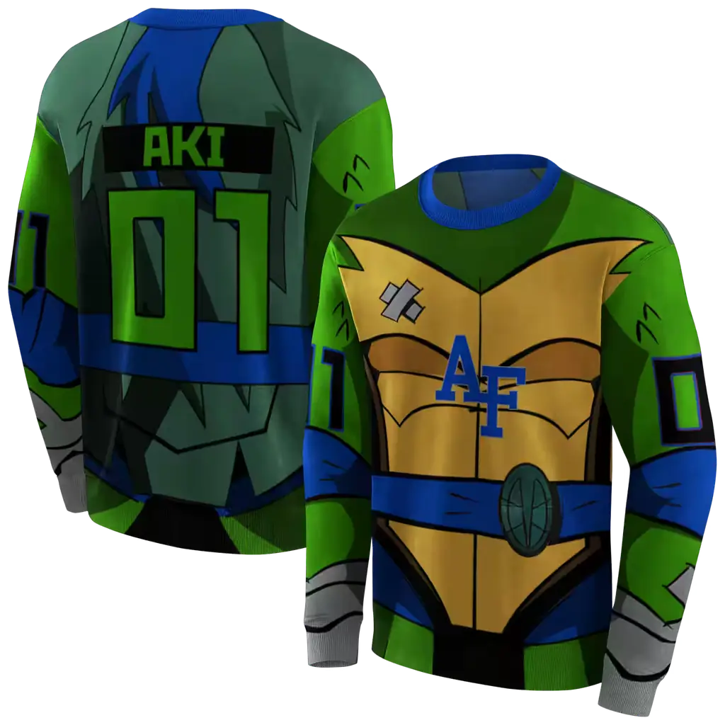 personalized air force falcons superhero armor blue green hoodie premium grade personalized air force falcons superhero armor blue green hoodie premium grade