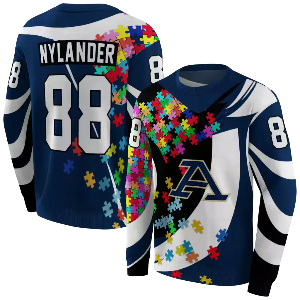 personalized akron zips puzzle pieces blue hoodie premium grade personalized akron zips puzzle pieces blue hoodie premium grade