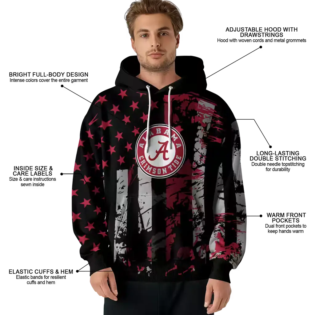 personalized alabama crimson tide distressed flag crimson black hoodie latest model personalized alabama crimson tide distressed flag crimson black hoodie latest model