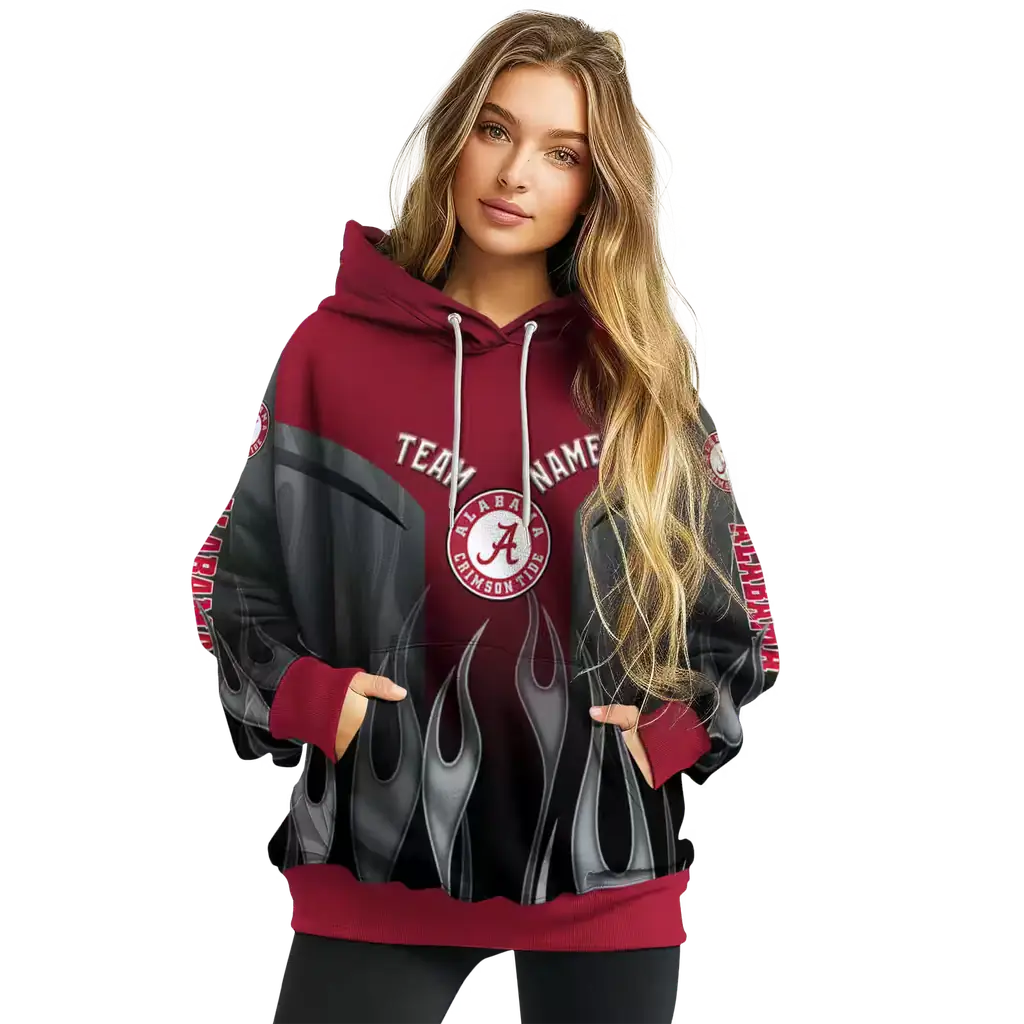 personalized alabama crimson tide flame design crimson hoodie high quality personalized alabama crimson tide flame design crimson hoodie high quality