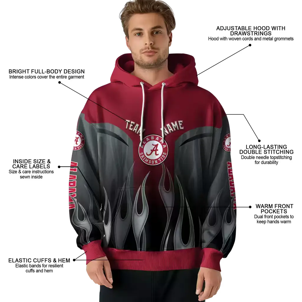 personalized alabama crimson tide flame design crimson hoodie latest model personalized alabama crimson tide flame design crimson hoodie latest model