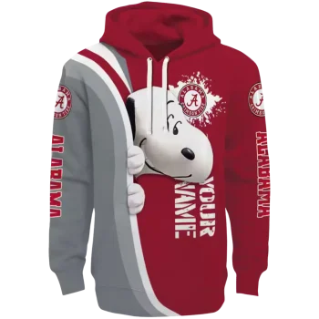 personalized alabama crimson tide peeking snoopy crimson hoodie best selling