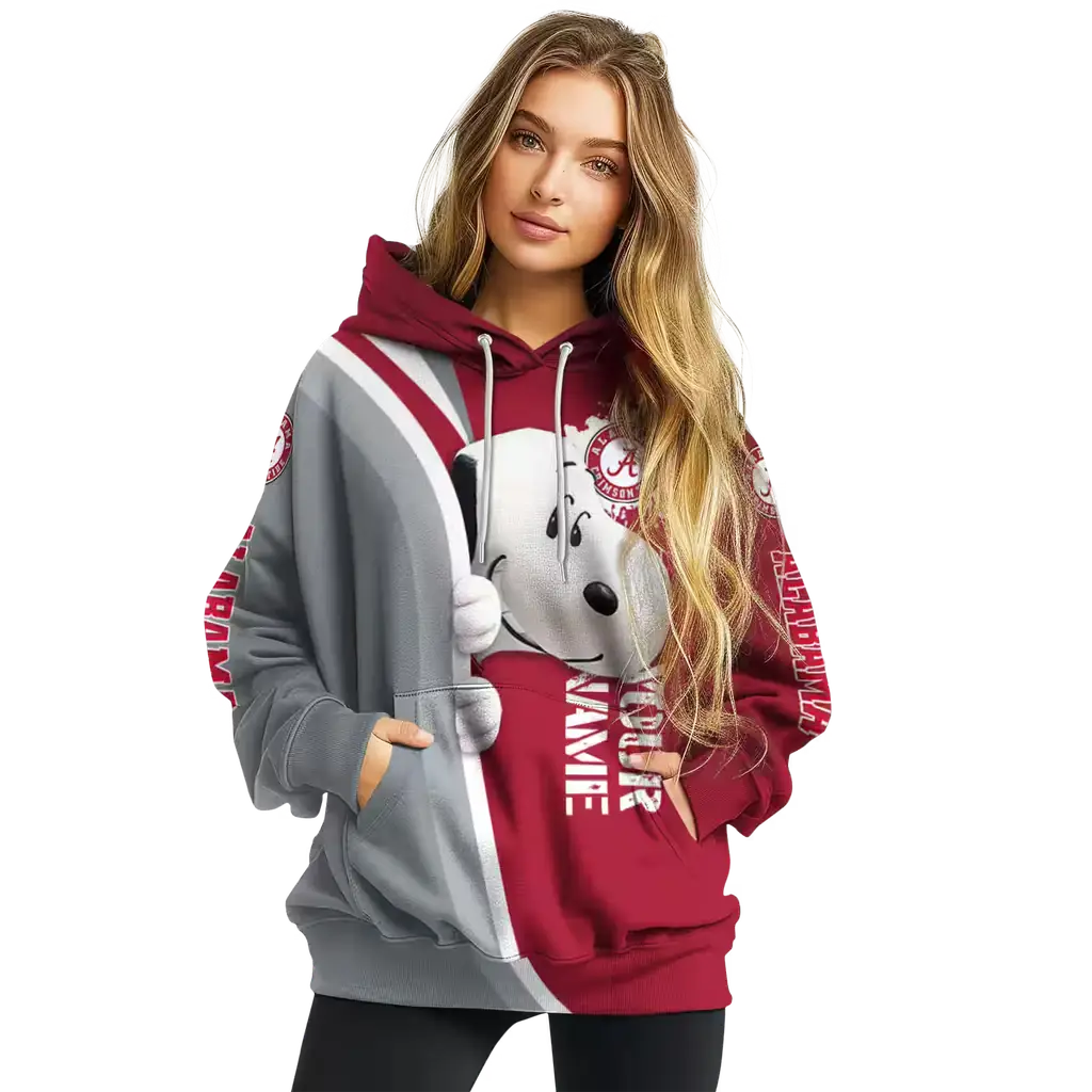 personalized alabama crimson tide peeking snoopy crimson hoodie high quality personalized alabama crimson tide peeking snoopy crimson hoodie high quality