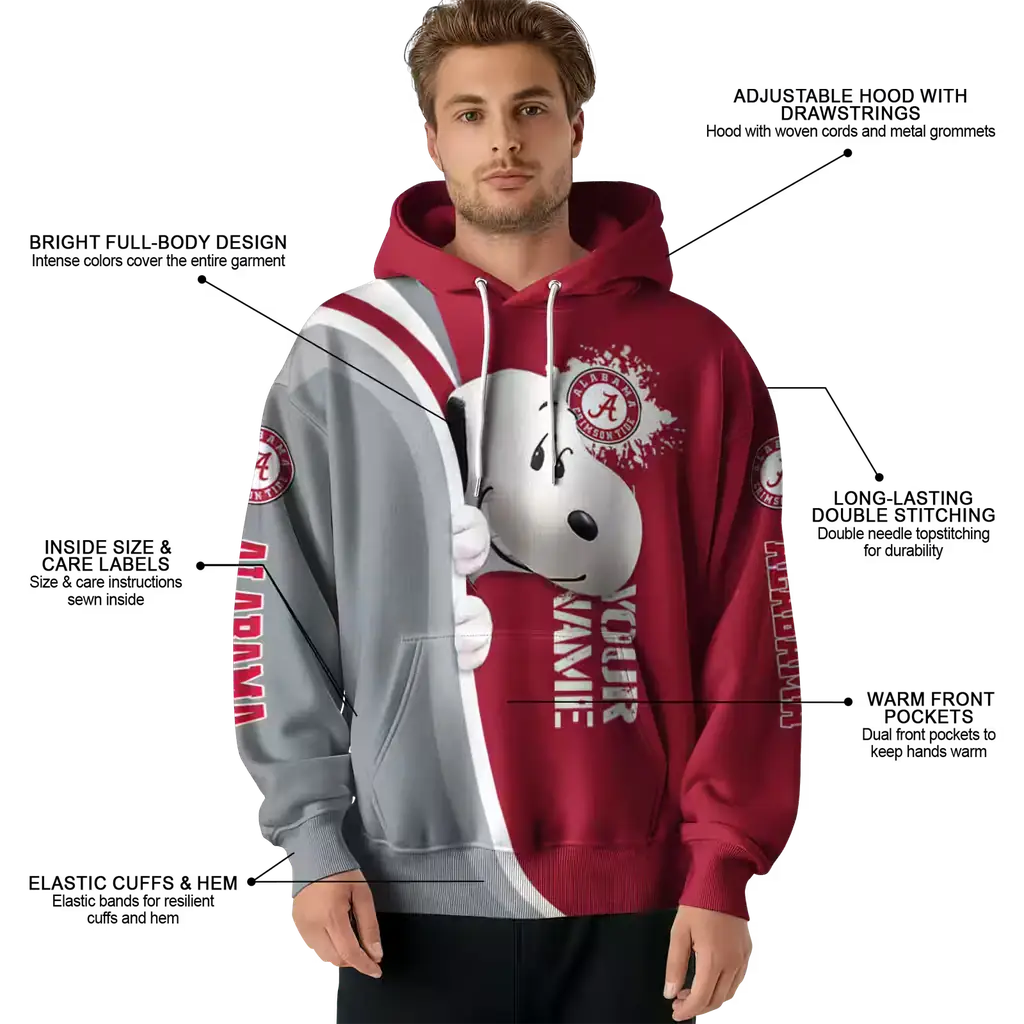 personalized alabama crimson tide peeking snoopy crimson hoodie latest model personalized alabama crimson tide peeking snoopy crimson hoodie latest model