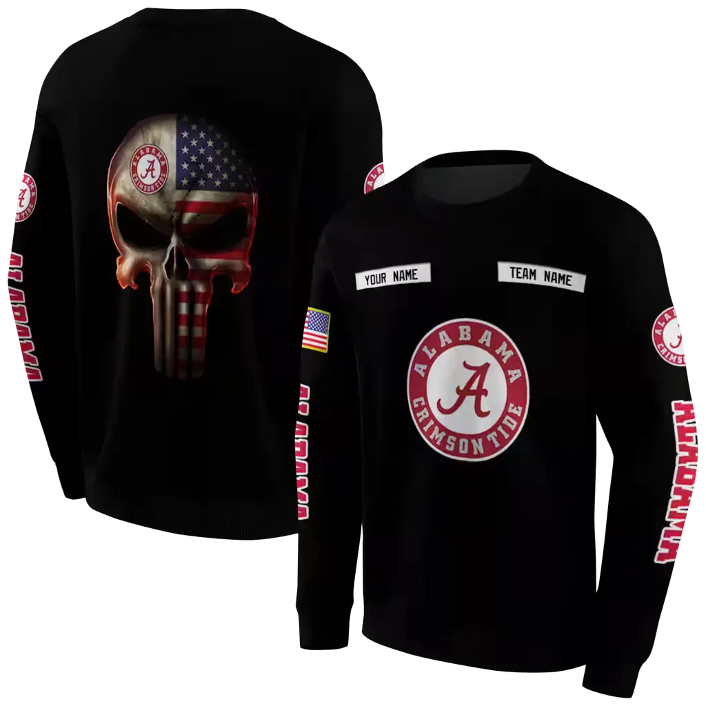 personalized alabama crimson tide punisher skull black hoodie premium grade personalized alabama crimson tide punisher skull black hoodie premium grade
