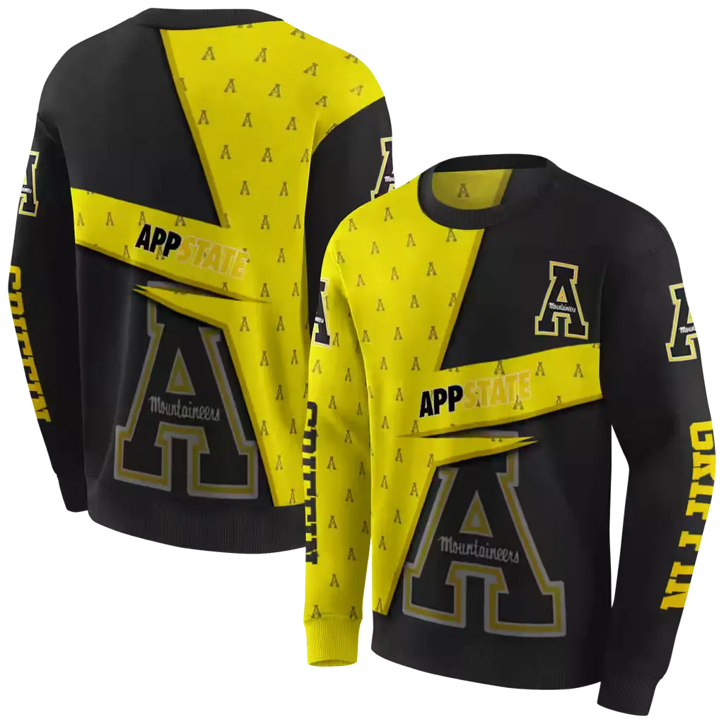 personalized appalachian state mountaineers abstract shape black hoodie premium grade personalized appalachian state mountaineers abstract shape black hoodie premium grade