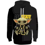 personalized appalachian state mountaineers baby yoda black hoodie best selling