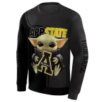 personalized appalachian state mountaineers baby yoda black hoodie best selling