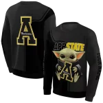 personalized appalachian state mountaineers baby yoda black hoodie best selling