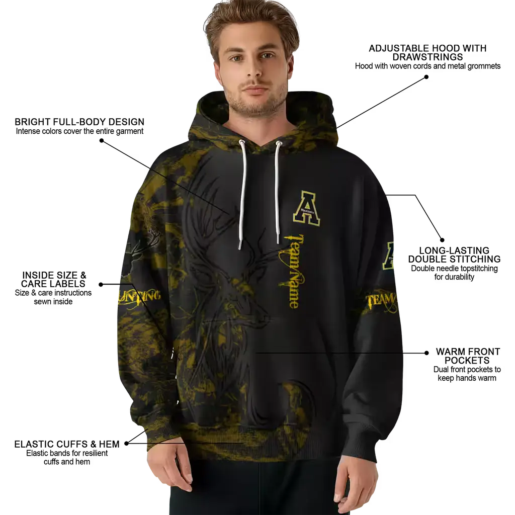 personalized appalachian state mountaineers deer silhouette black hoodie latest model personalized appalachian state mountaineers deer silhouette black hoodie latest model
