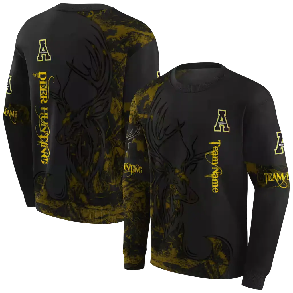 personalized appalachian state mountaineers deer silhouette black hoodie premium grade personalized appalachian state mountaineers deer silhouette black hoodie premium grade