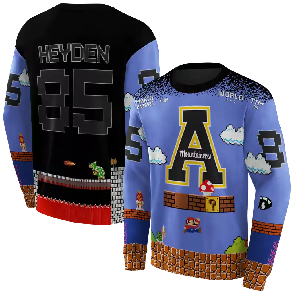 personalized appalachian state mountaineers mario blue black hoodie premium grade personalized appalachian state mountaineers mario blue black hoodie premium grade