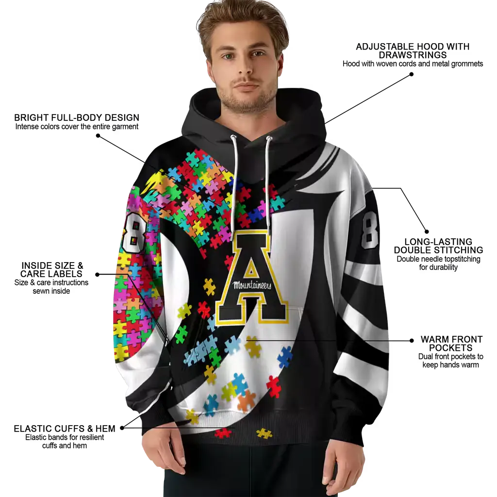 personalized appalachian state mountaineers puzzle pieces black hoodie latest model personalized appalachian state mountaineers puzzle pieces black hoodie latest model