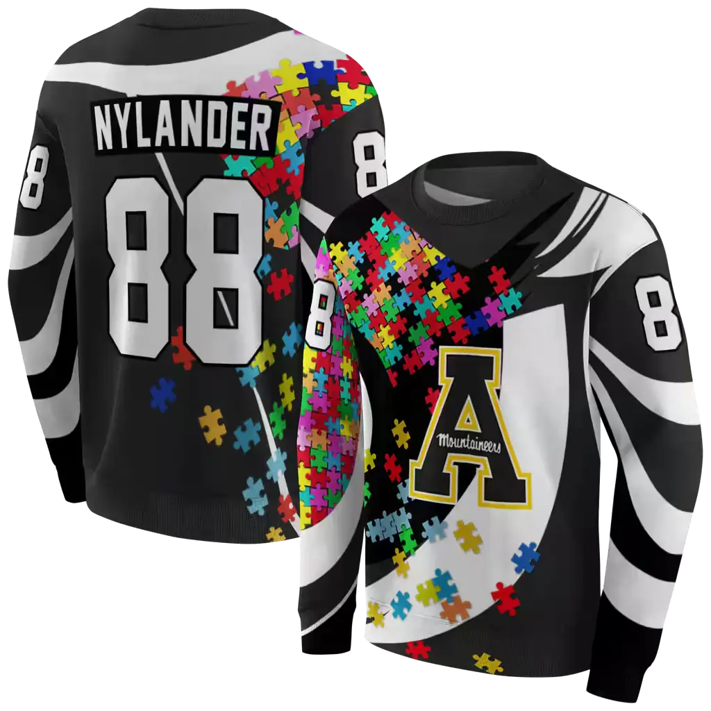 personalized appalachian state mountaineers puzzle pieces black hoodie premium grade personalized appalachian state mountaineers puzzle pieces black hoodie premium grade