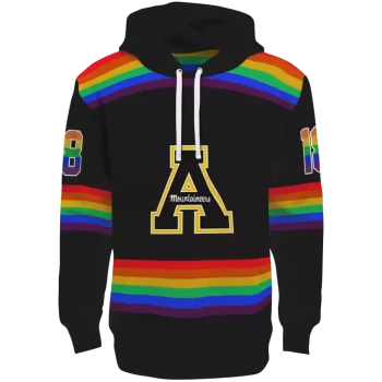 personalized appalachian state mountaineers rainbow stripes black hoodie best selling