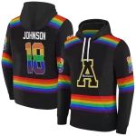 personalized appalachian state mountaineers rainbow stripes black hoodie best selling