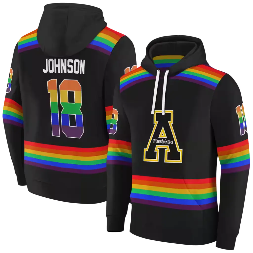 personalized appalachian state mountaineers rainbow stripes black hoodie fashion forward personalized appalachian state mountaineers rainbow stripes black hoodie fashion forward