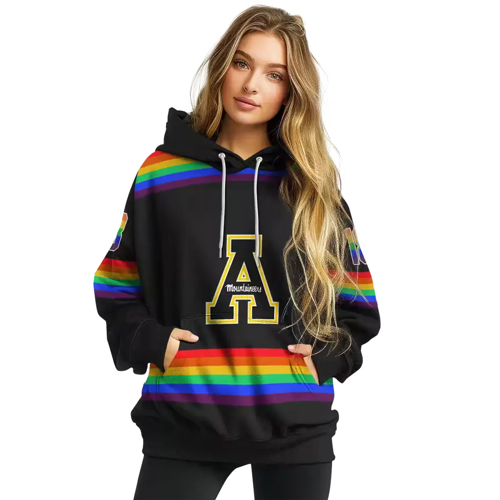 personalized appalachian state mountaineers rainbow stripes black hoodie high quality personalized appalachian state mountaineers rainbow stripes black hoodie high quality