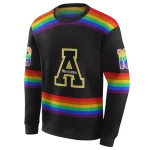 personalized appalachian state mountaineers rainbow stripes black hoodie best selling