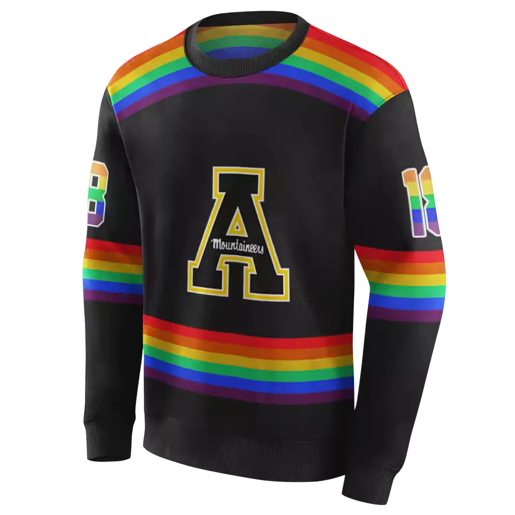 personalized appalachian state mountaineers rainbow stripes black hoodie new arrival personalized appalachian state mountaineers rainbow stripes black hoodie new arrival