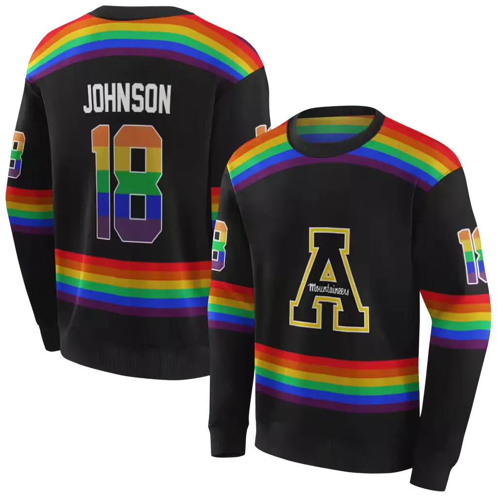 personalized appalachian state mountaineers rainbow stripes black hoodie premium grade personalized appalachian state mountaineers rainbow stripes black hoodie premium grade